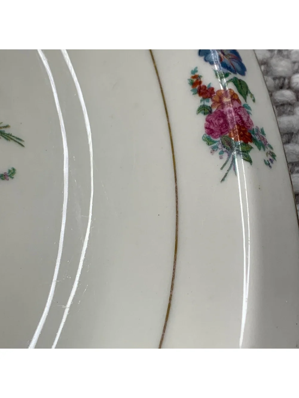 Lamberton China‎ Floral Oval Serving Bowl with Gold Trim